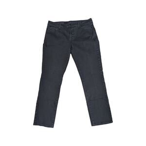 NYDJ Samantha Slim Jeans Trousers Dark Gray Pleat Front Womens 14 Lift Tuck Pant
